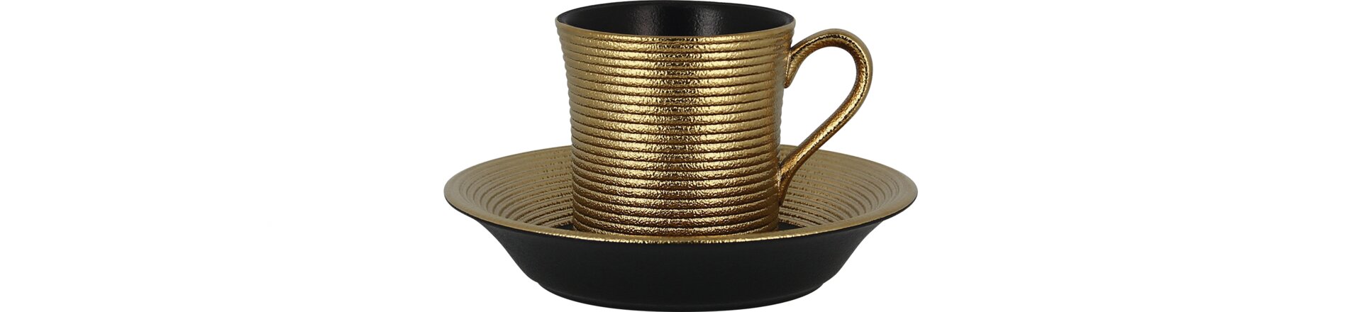 Kaffeetasse mit Reliefdekor 77 mm / 0,20 l gold