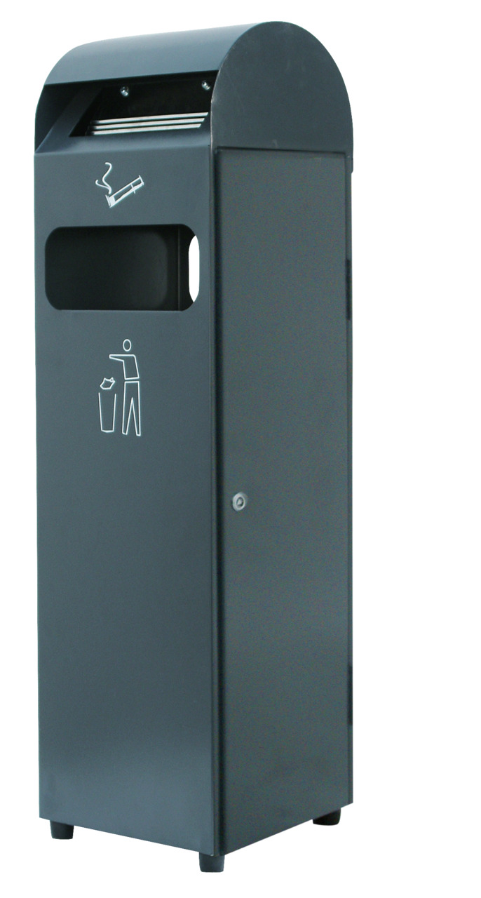Standabfallbehälter mit Ascher 29,0 l rechteckig dunkelgrau 315 x 250 x 960 mm