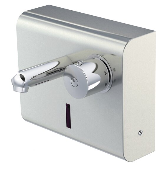 Sensor Aufputz-Wandbatterie mit Thermostat, Auslauf 172 mm, Edelstahl silver