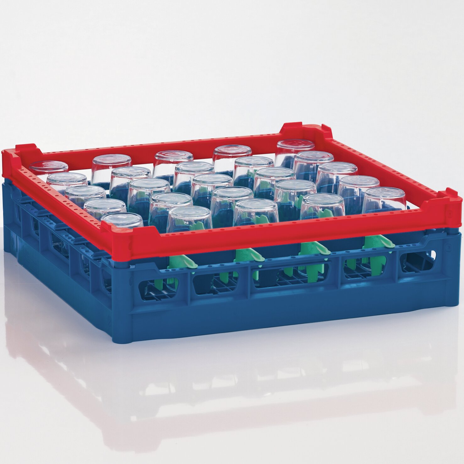 Gläserkorb Kunststoff für 30 Gläser / 500 x 500 mm / max. Glashöhe 110 mm rot