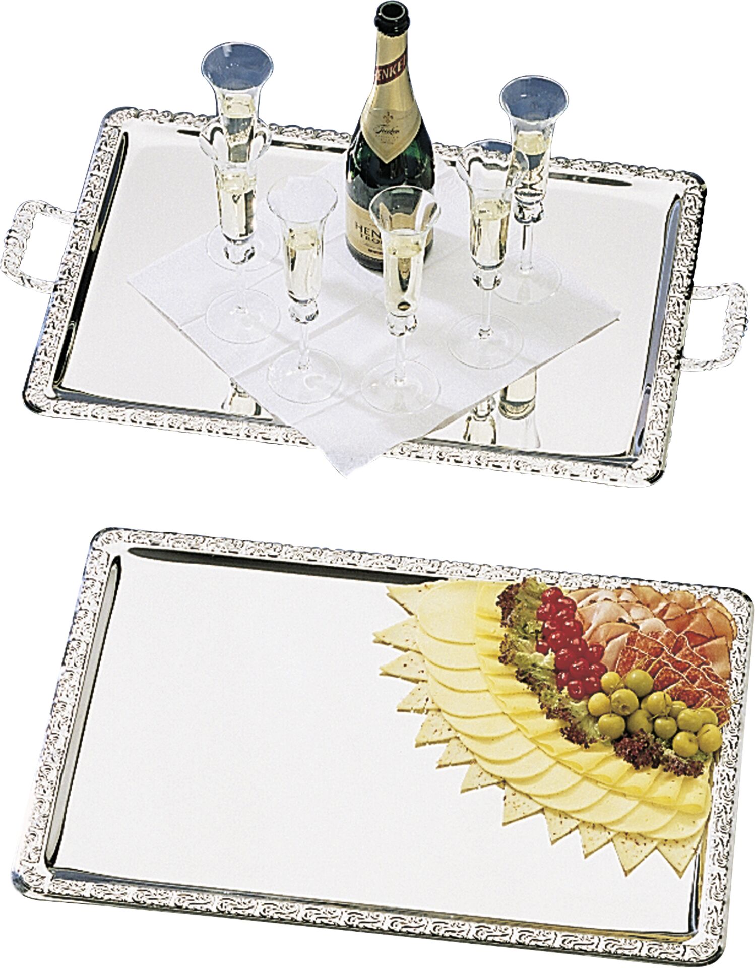 Serviertablett "Barock" Edelstahl 35 x 24 cm