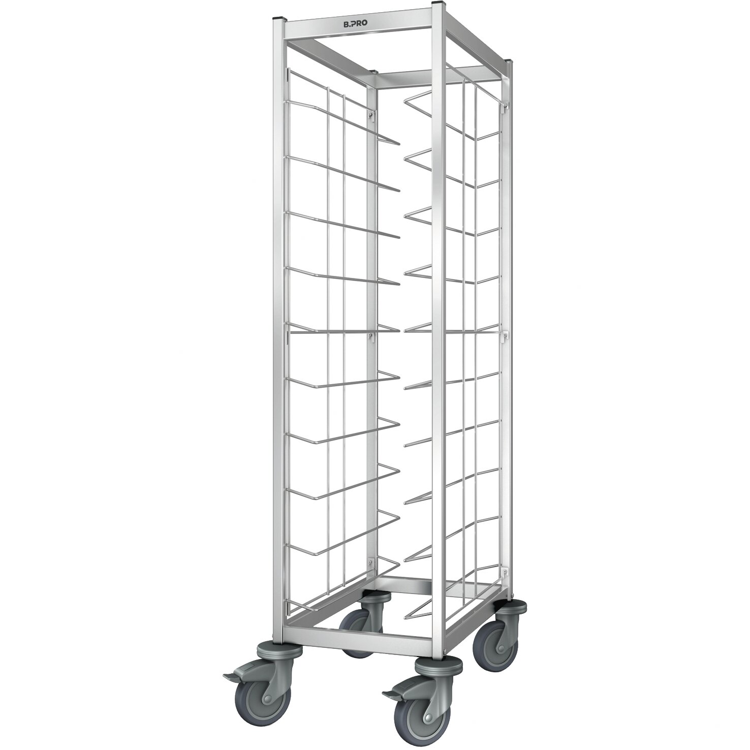Tablett-Abräumwagen 1-teilig / für 10 GN-Tabletts / mit Kunststoffrollen