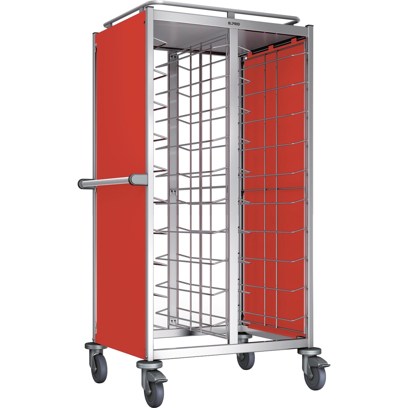 Tablett-Abräumwagen 2-teilig / für 20 GN-Tabletts / mit Kunststoffrollen