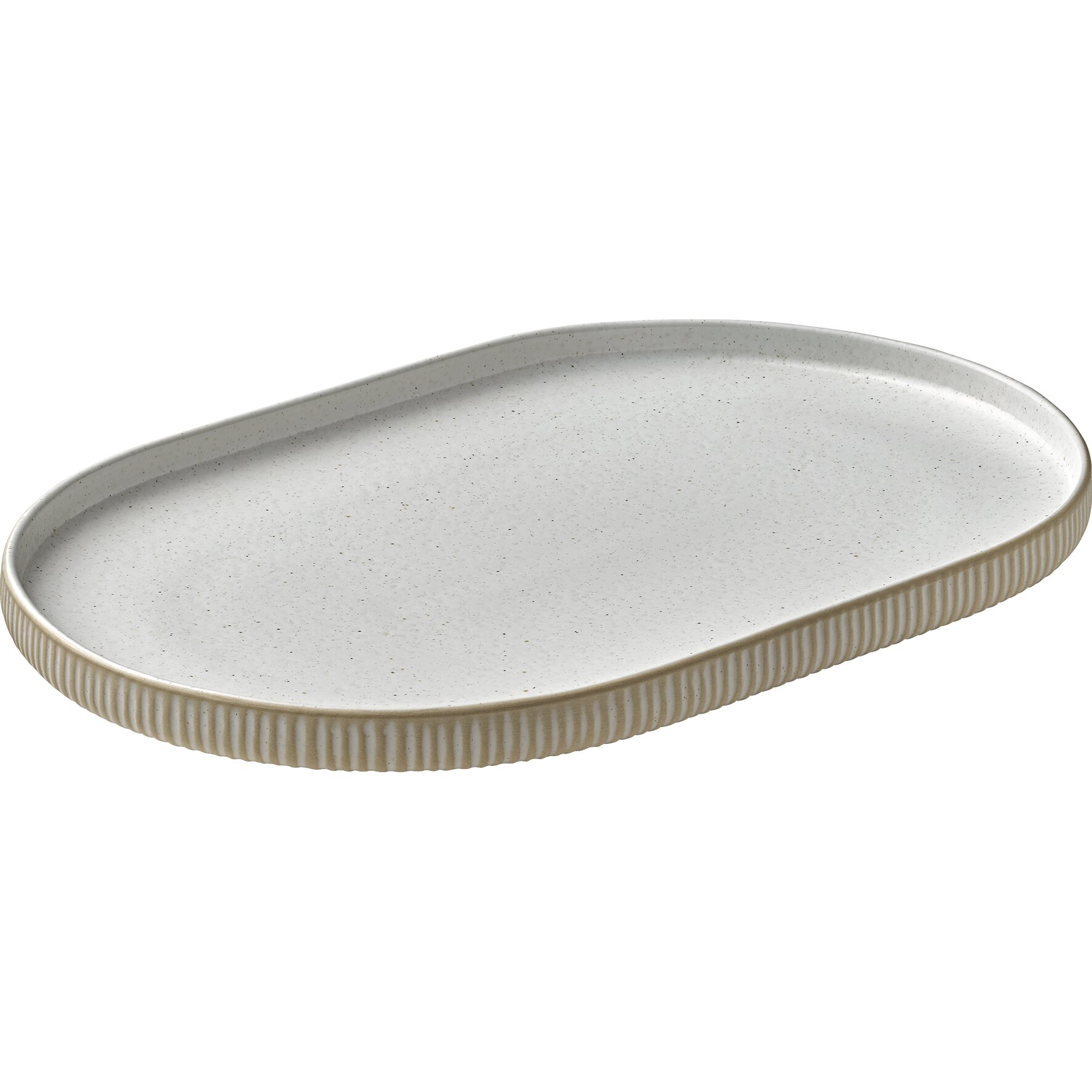Platte oval Relief 300 x 200 mm weiß Nara weiß