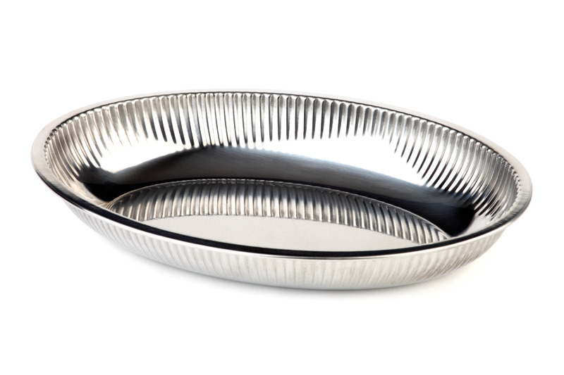 Edelstahl-Schale oval 265 x 185 x 40 mm eingerollter Rand