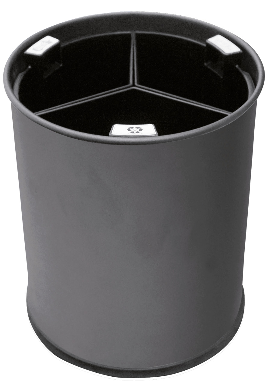 Abfallbehälter mit Trennsystem 13,0 l rund Metall schwarz 245 x 245 x 300 mm