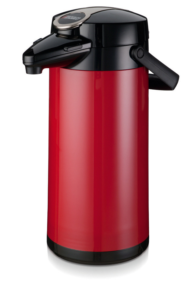Isolierkanne Furento 2,20 l / mit  Druckhebel / mit Glaseinsatz rot