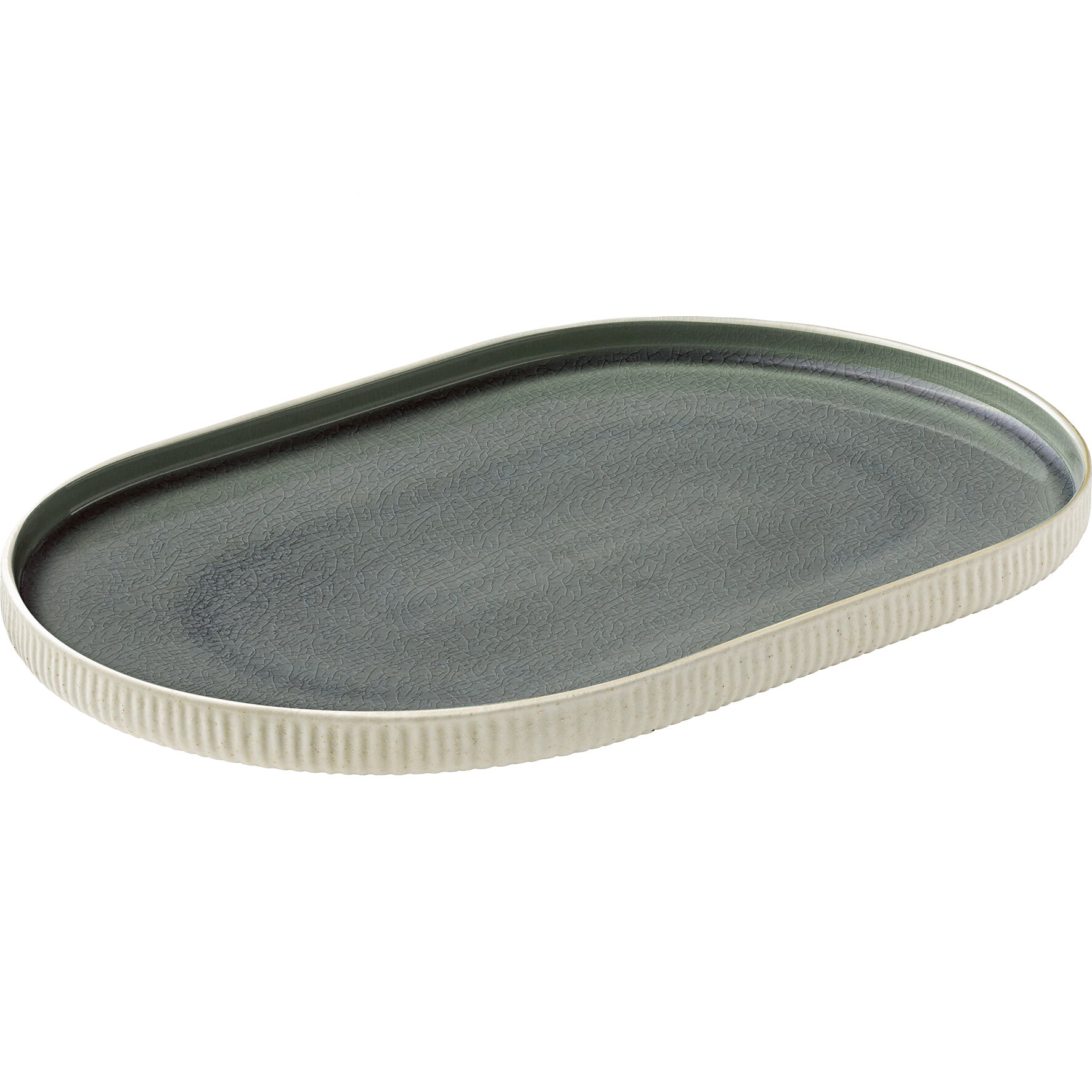 Platte oval Relief 300 x 200 mm grau Nara grau