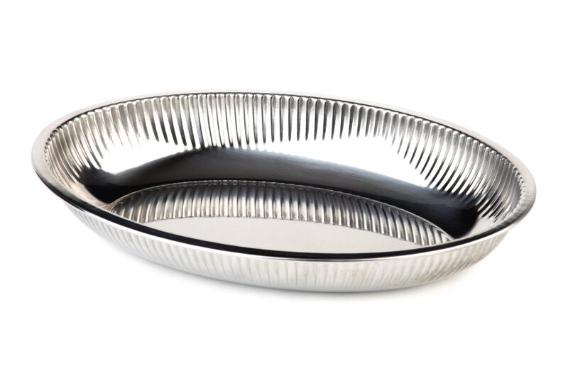 Edelstahl-Schale oval 265 x 185 x 40 mm eingerollter Rand