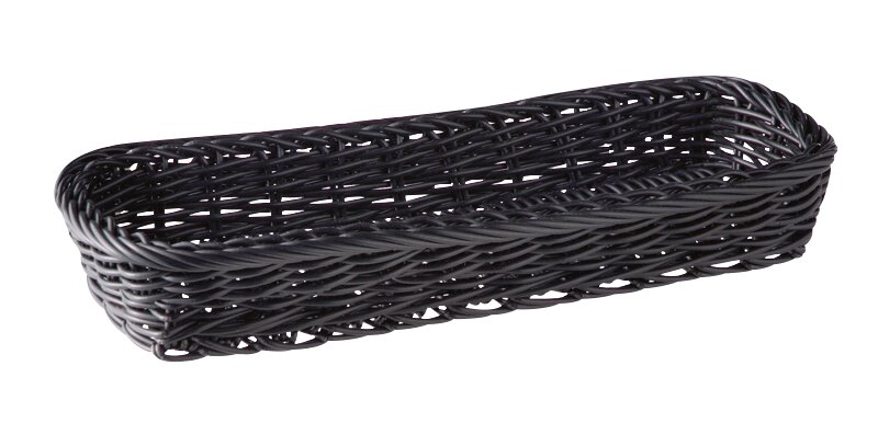 Besteckkorb 270 x 100 x 45 mm in Handarbeit geflochten schwarz