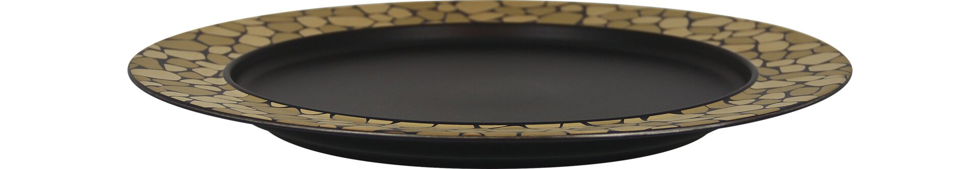 Teller flach mit Rand 320 mm schwarz + gold
