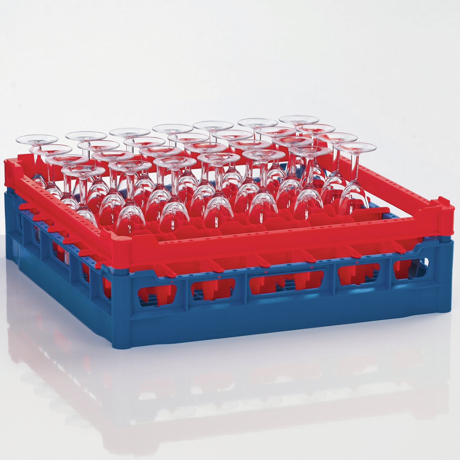 Gläserkorb Kunststoff für 49 Gläser/ 500 x 500 mm / max. Glashöhe 110 mm rot