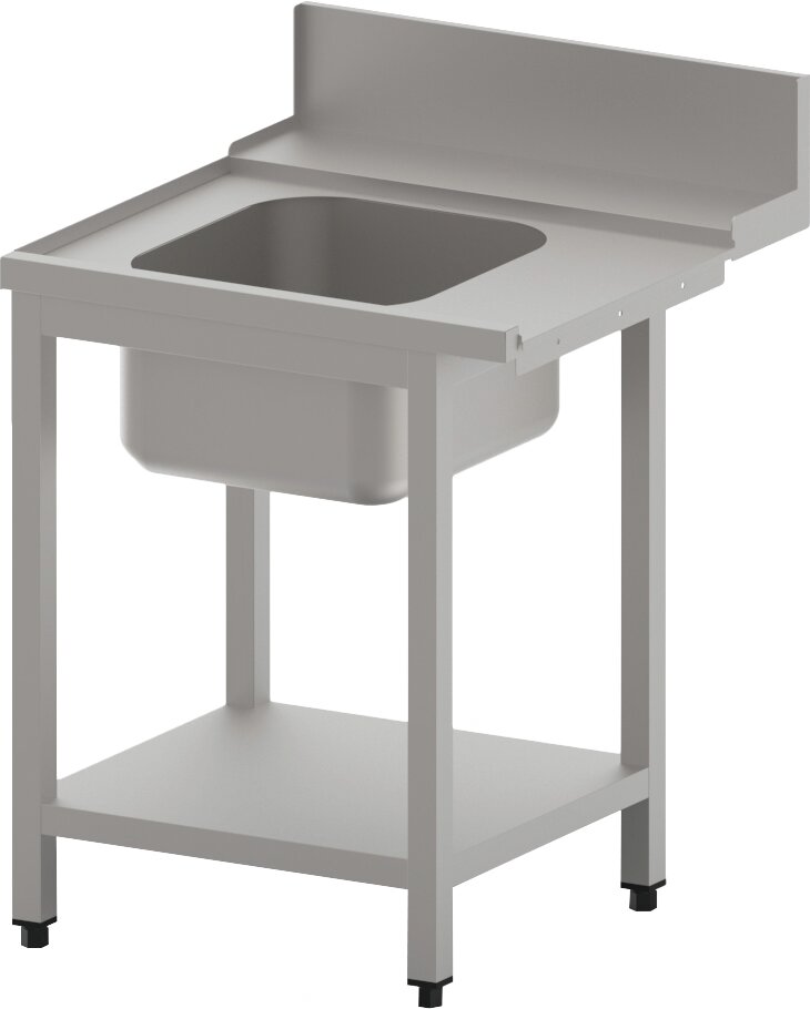 Zulauftisch links mit Becken und Ablagebord, 700 mm