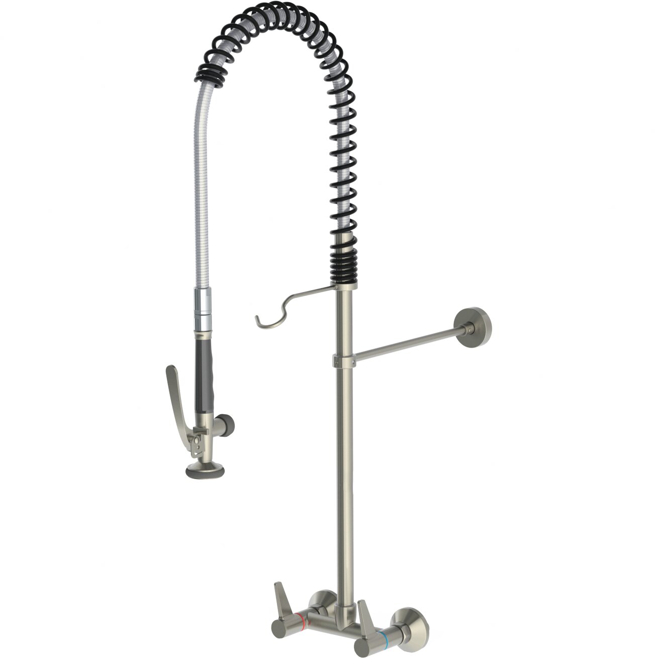 Edelstahl-Geschirrbrause mit Zweigriffm. ohne Auslauf für Wandmontage silver