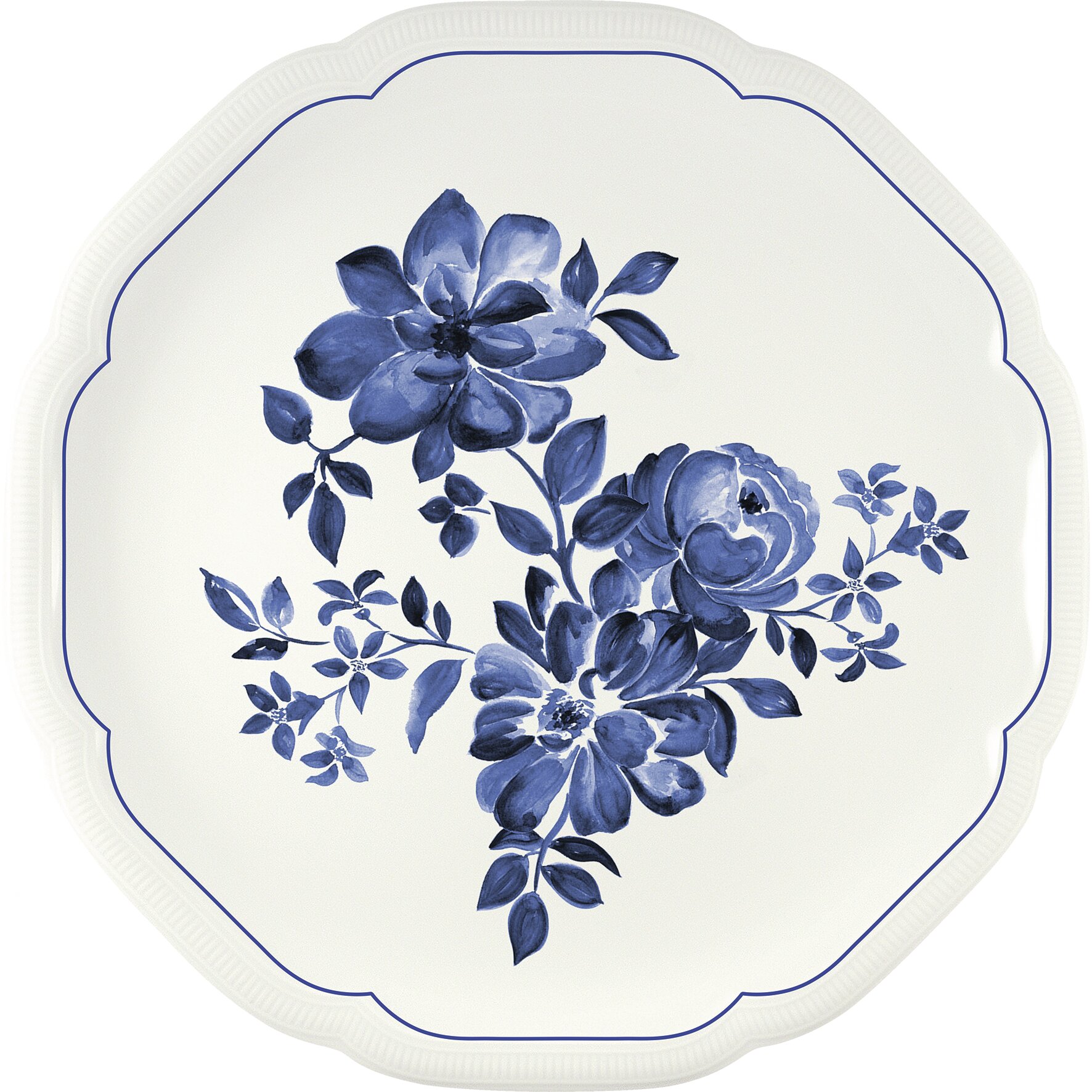 Coupteller flach rund mit Relief 313 mm blue Floral Charm