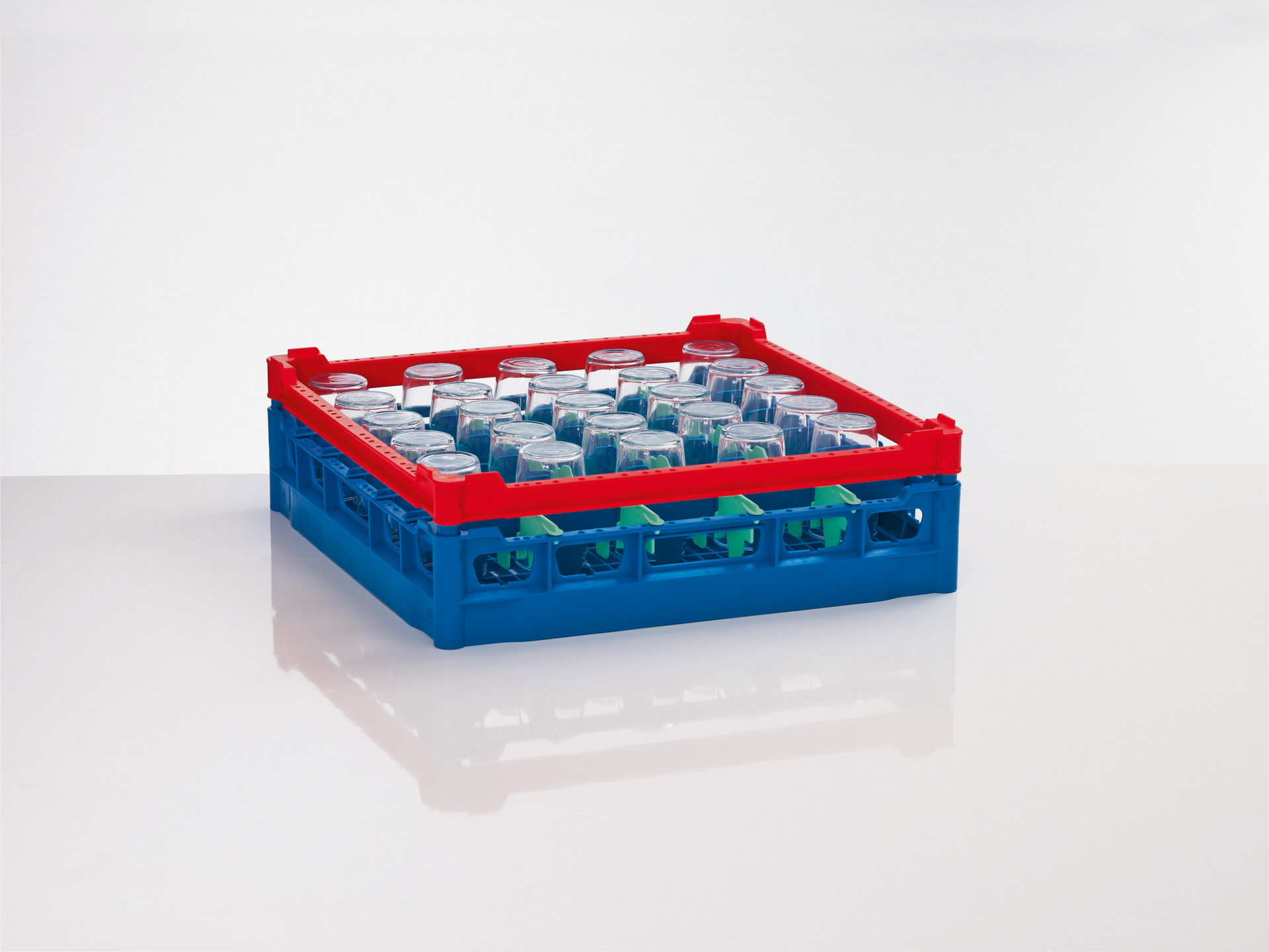 Gläserkorb Kunststoff für 30 Gläser / 500 x 500 mm / max. Glashöhe 110 mm rot