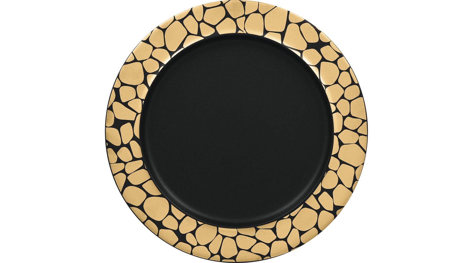 Teller flach mit Rand 240 mm schwarz + gold