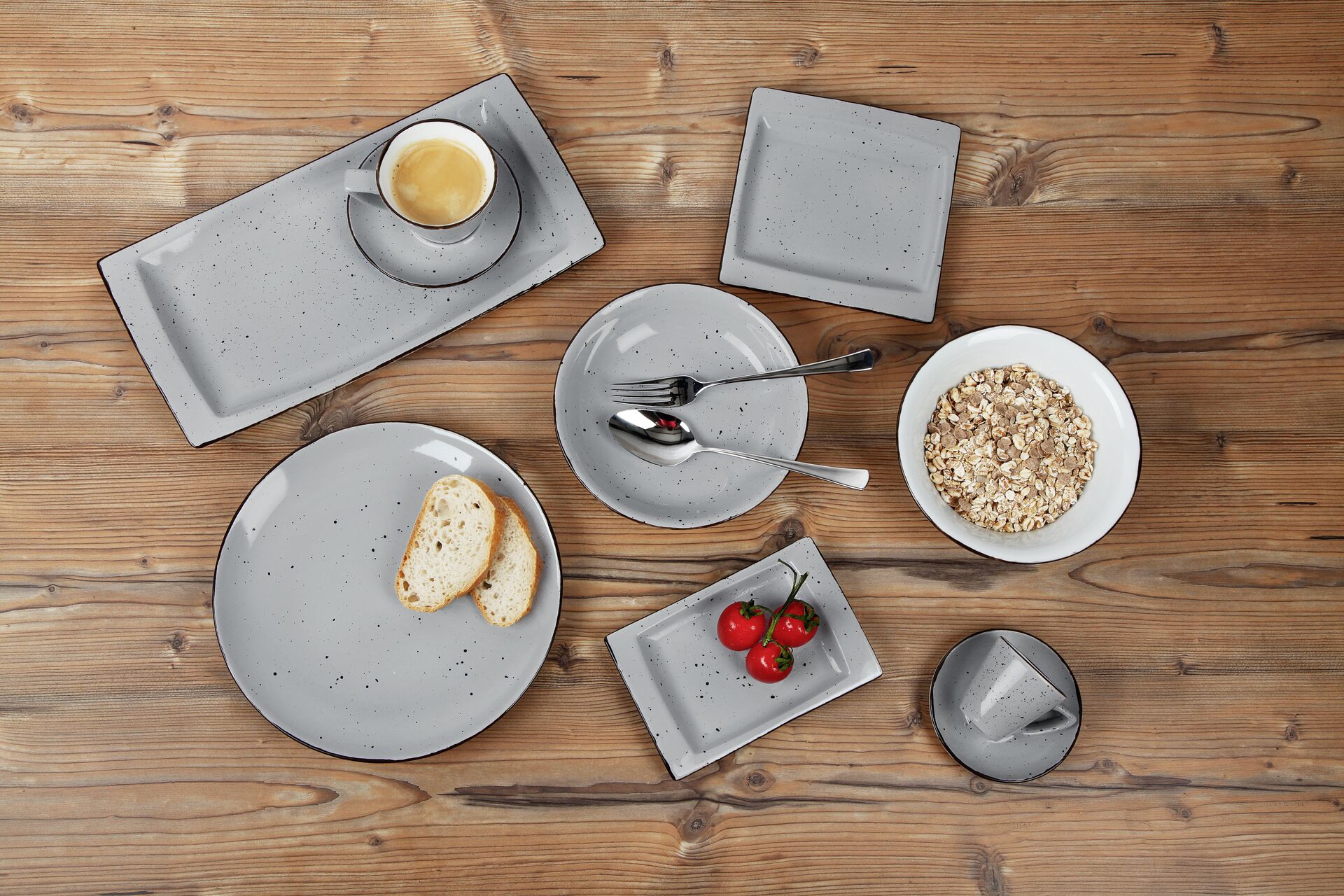 Porzellanserie "Granja" grau Tas se untere Kaffee Grande