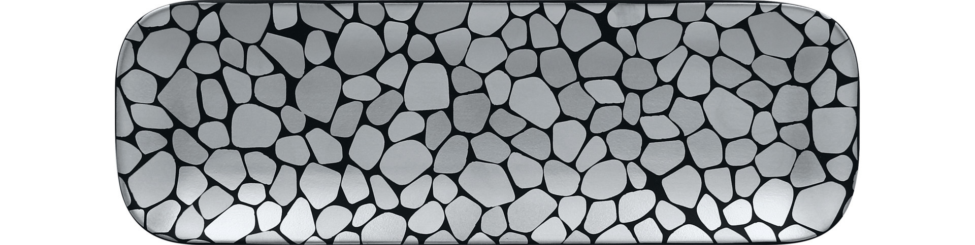 Platte rechteckig 330 x 110 mm silber / schwarz