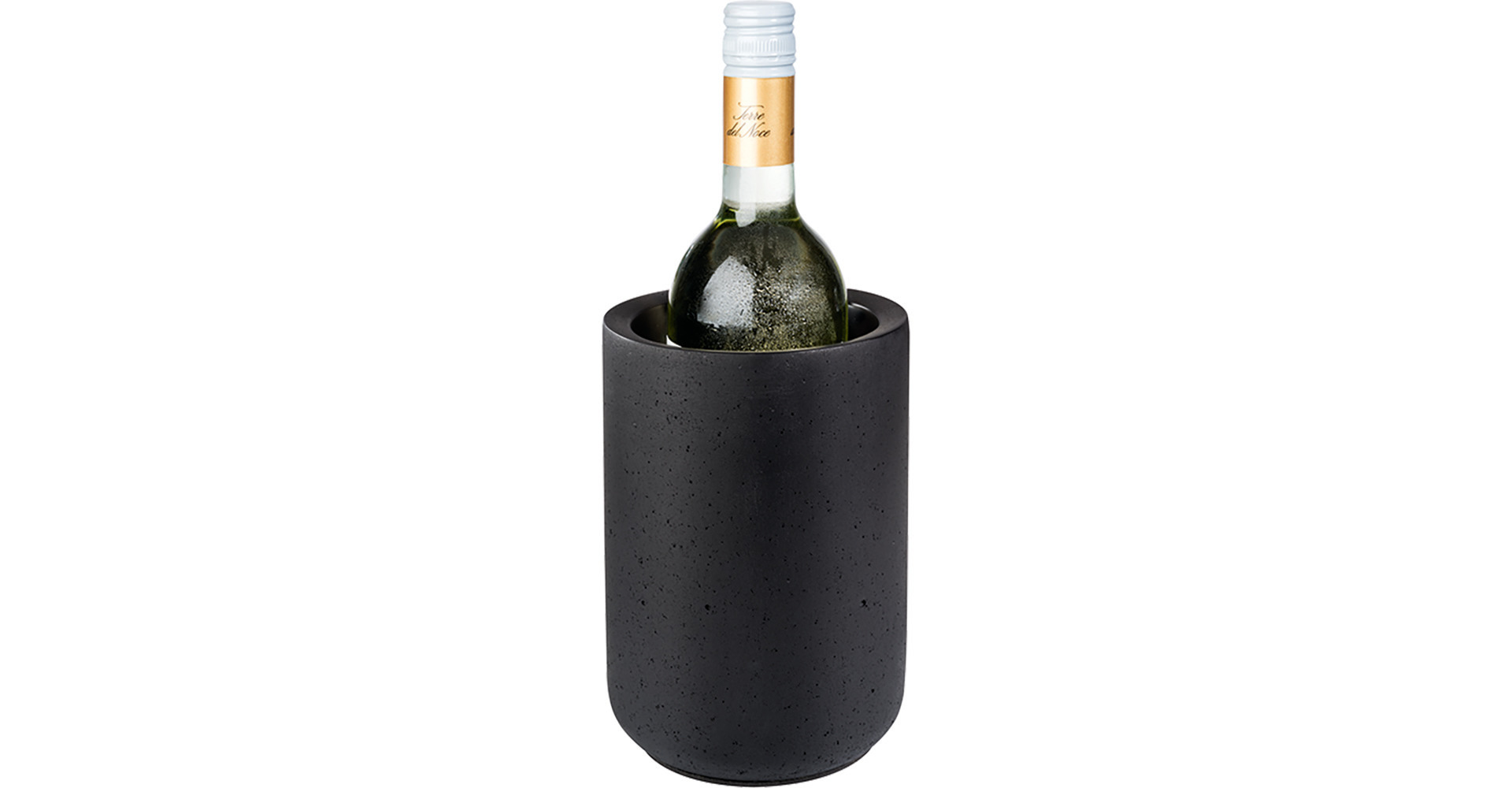 Flaschenkühler 120 mm Beton mit möbelschonender Unterseite schwarz Flaschenkühler 120 mm Beton mit möbelschonender Unterseite schwarz