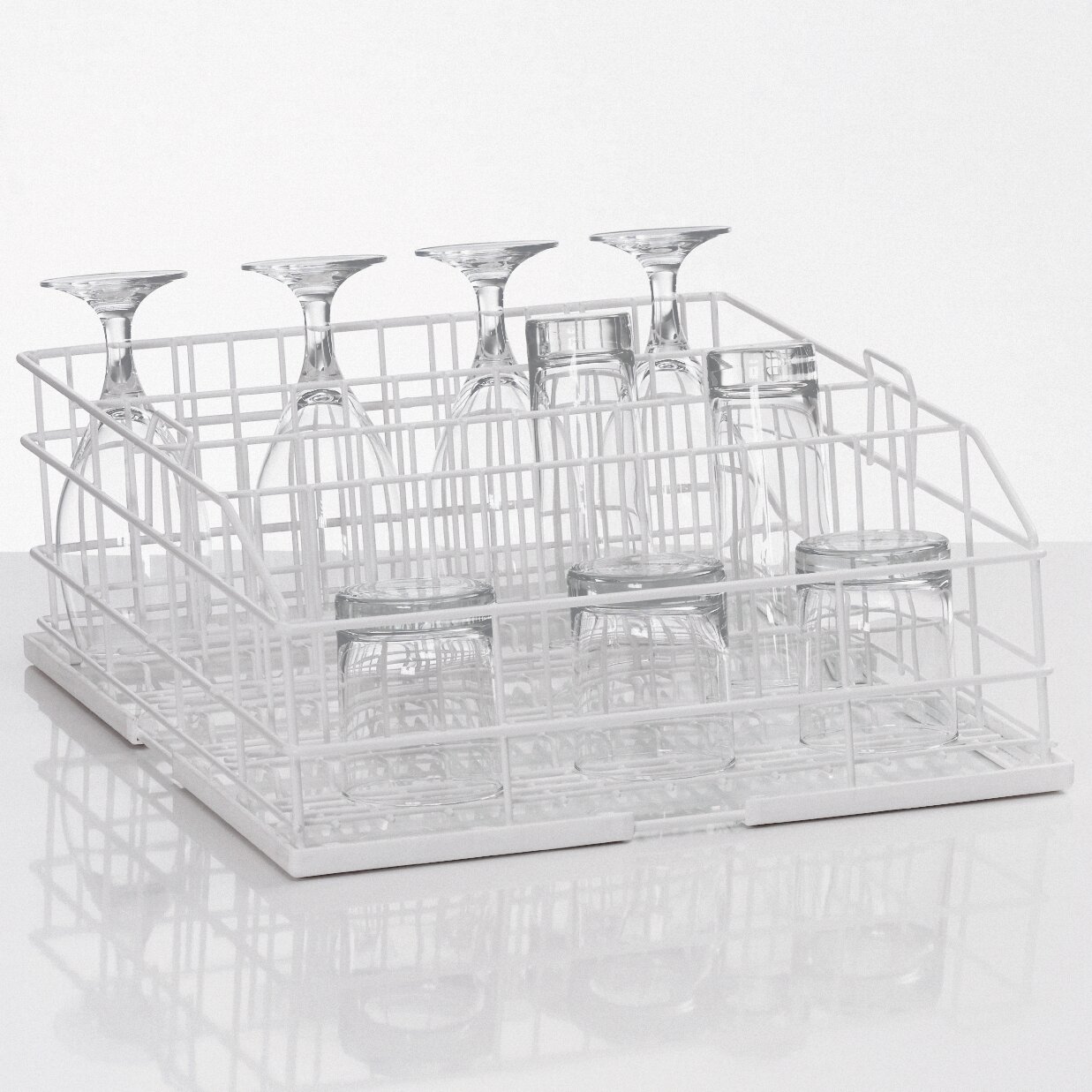 Gläserkorb aus Drahtgitter Größe S 4 Reihen 400 x 400 x 155 mm