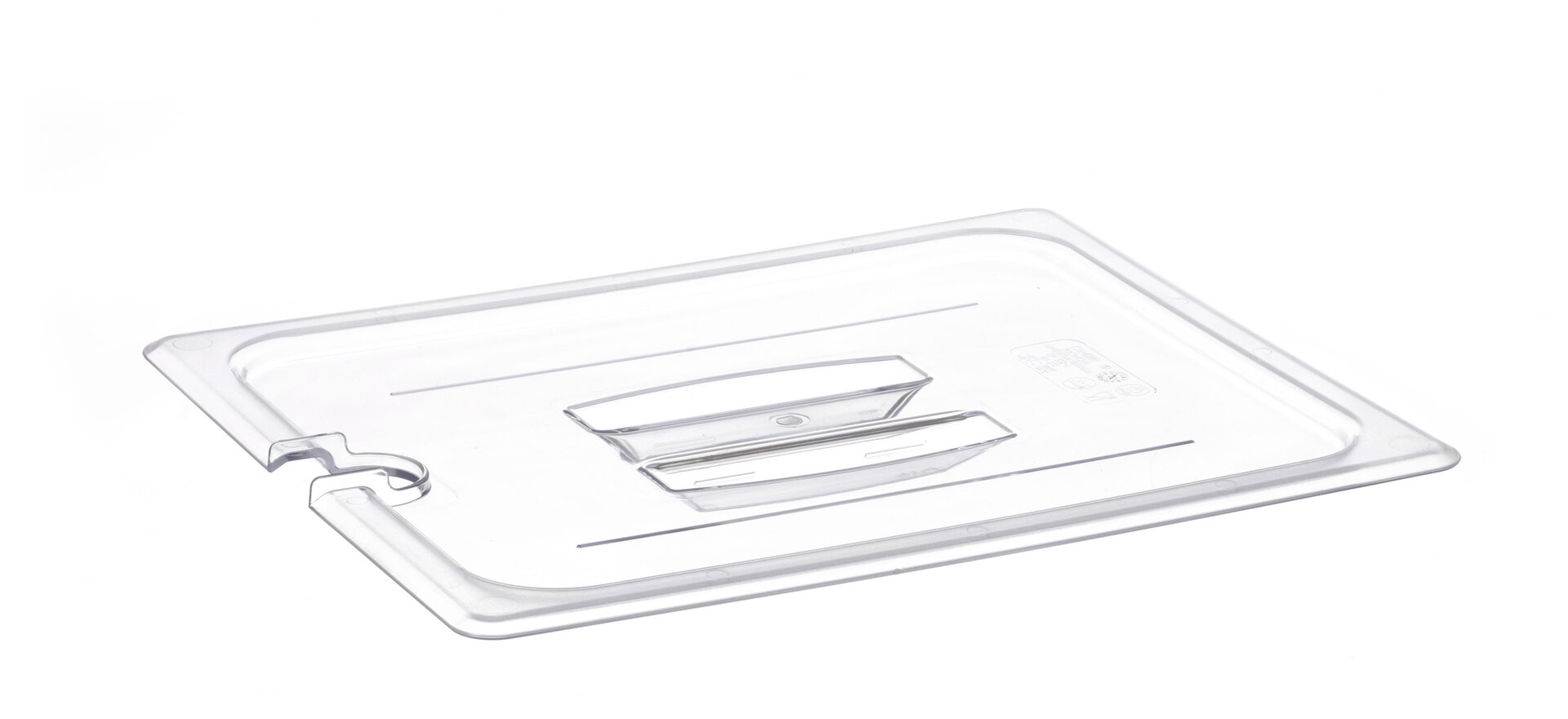 GN-Deckel GN 1/2 325 x 265 mm mit Griff und Aussparung Polycarbonat transparent