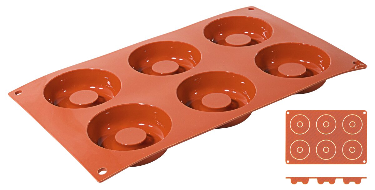Silikon-Backmatte SAVARIN 6 Formen 72 mm terracotta