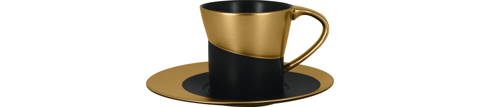 Untertasse 170 mm schwarz / gold