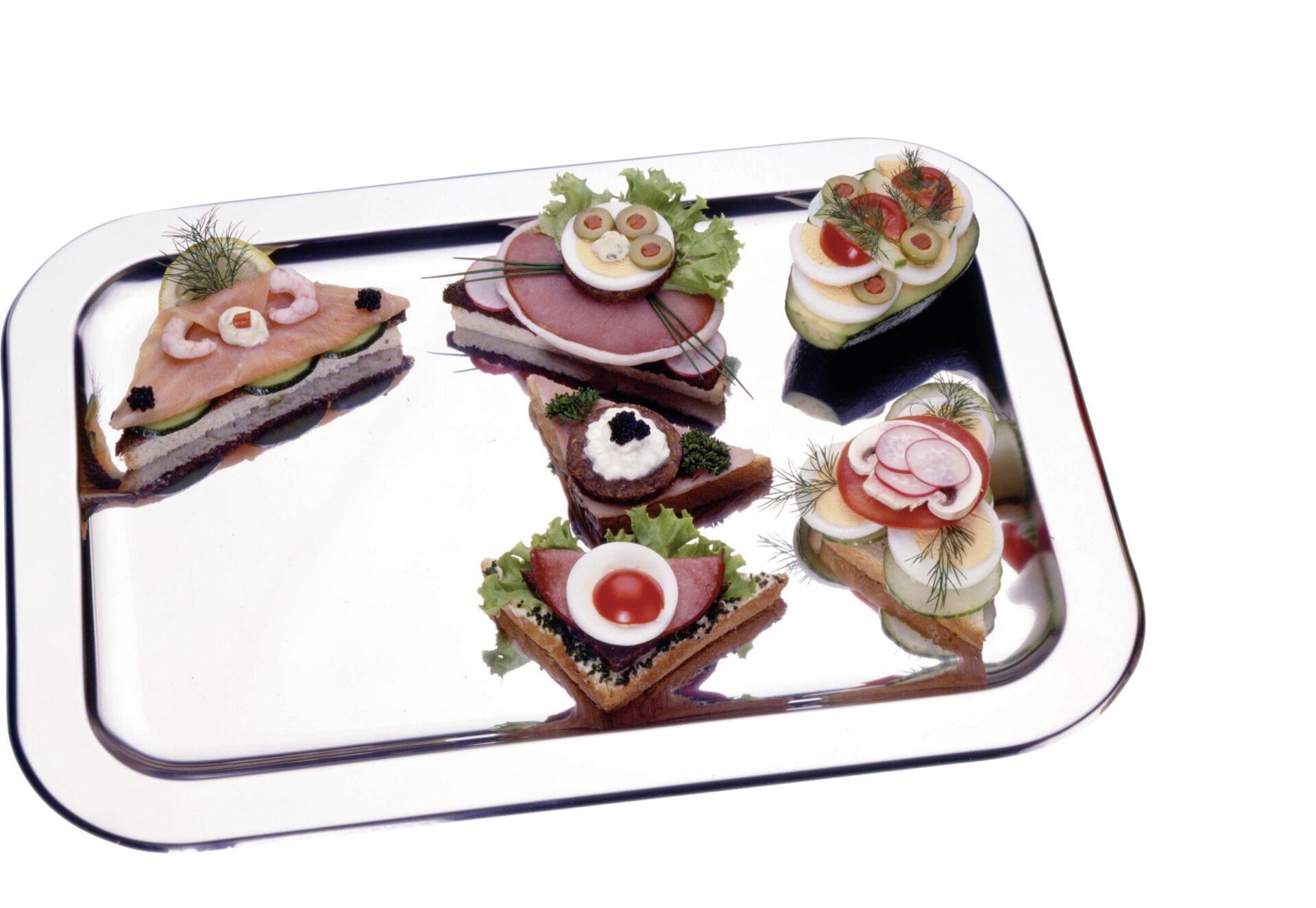 Serviertablett / Schlemmerplatte Edelstahl 42 x 31 cm