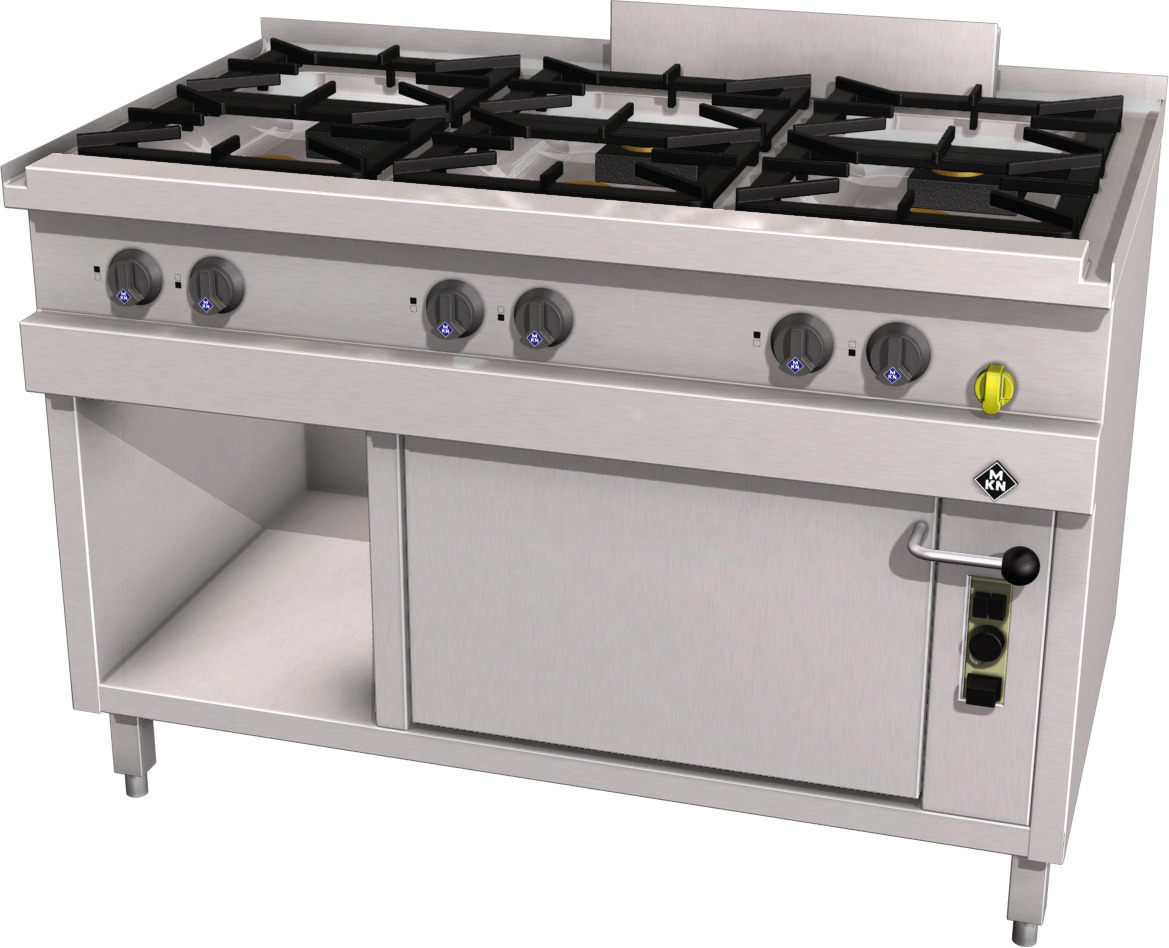 Gas-Herd 6-flammig mit Gasbackofen  GN 1 1/2 Optima 700