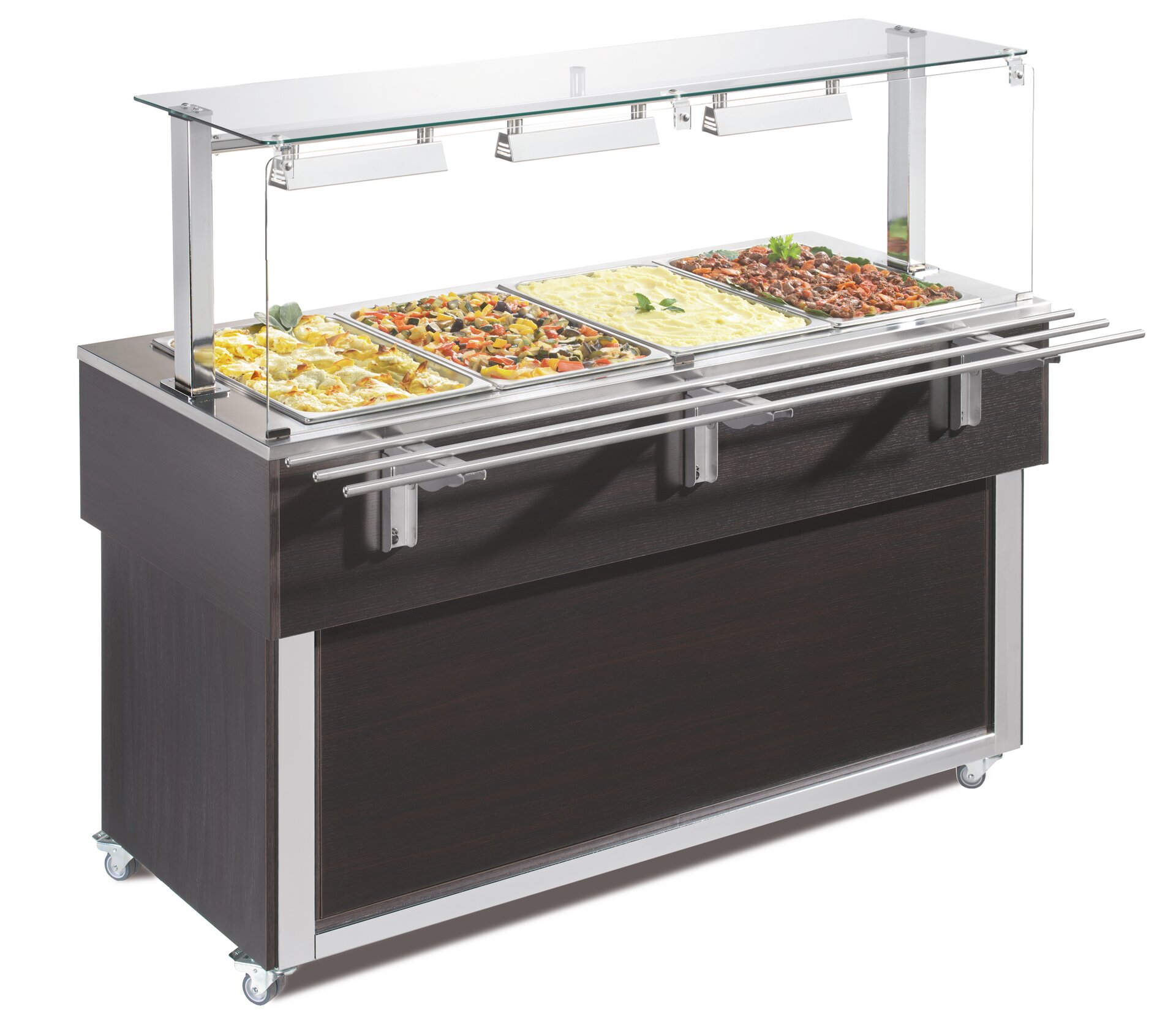 Ausgabe-Element Bain-Marie Wanne 1494 mm GN 4/1 Vollverkleidung Wenge