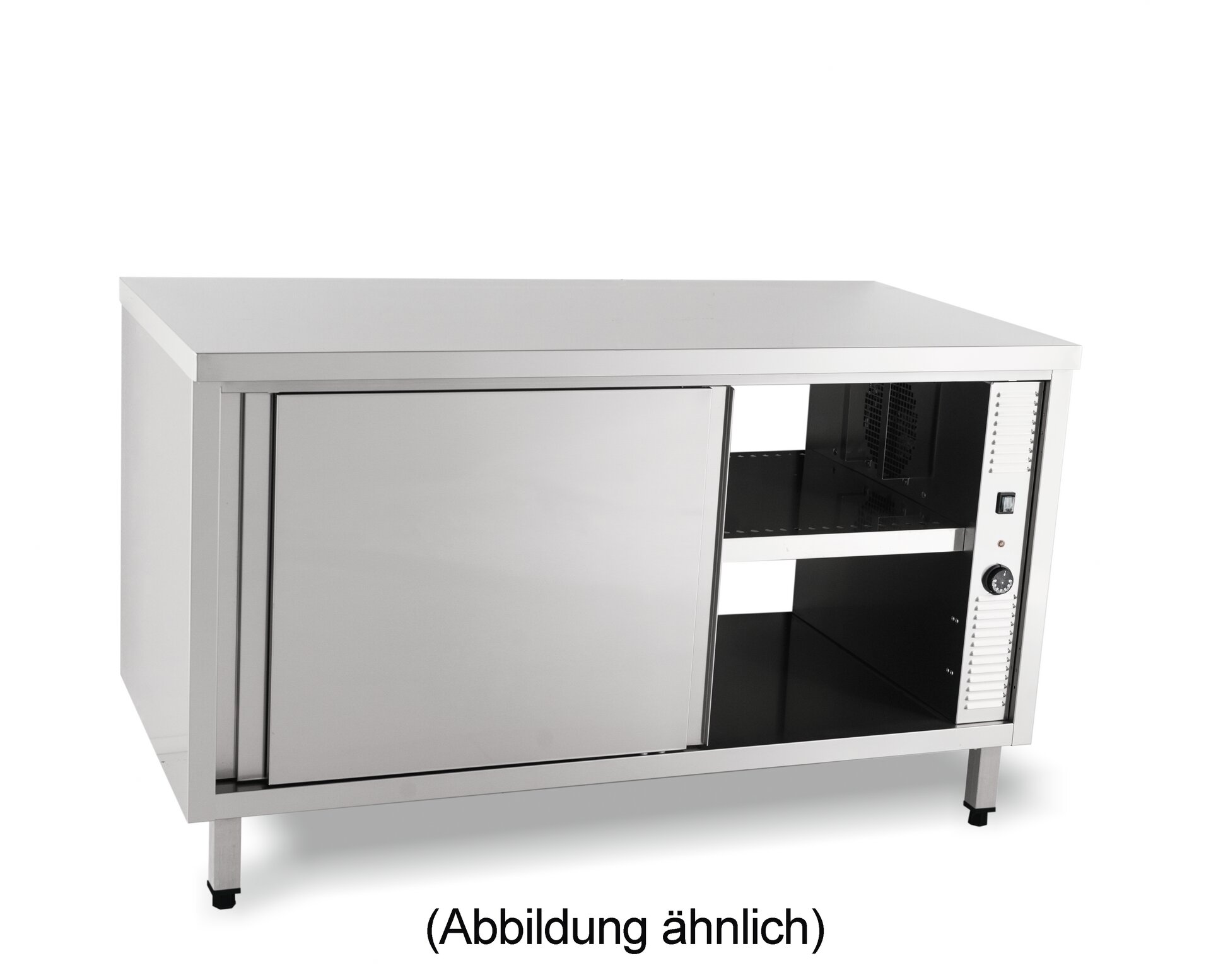 Durchreicheschrank mit Schiebetüren beheizt, mit 100 mm Aufkantung