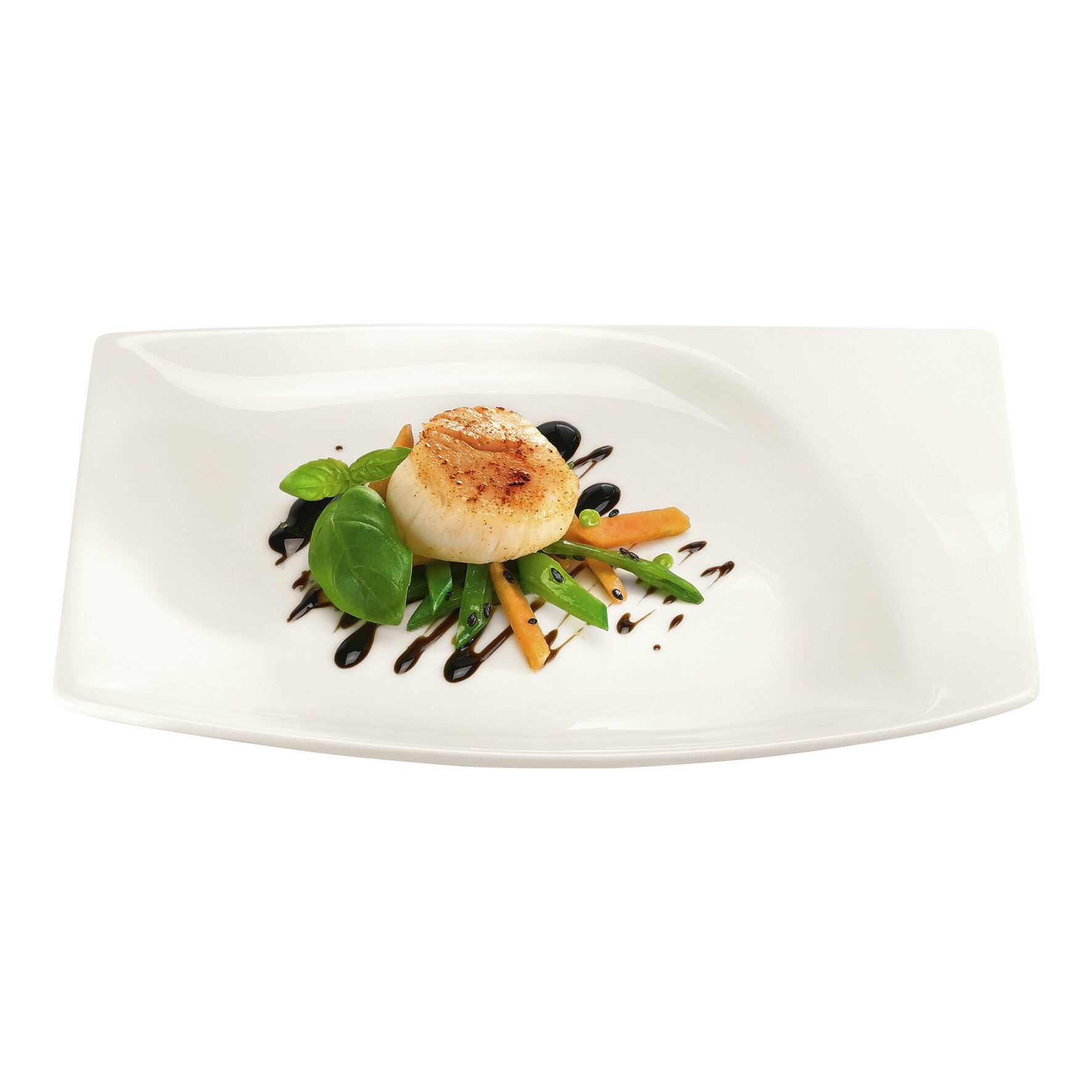 Teller flach rechteckig 260 x 170 mm creme Mazza