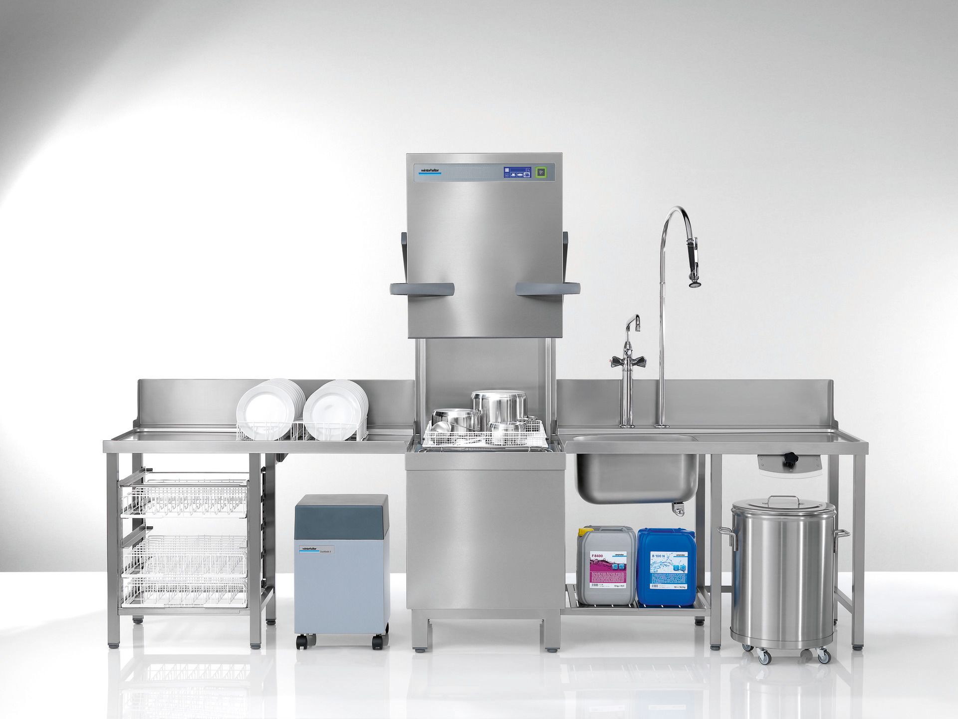 Durchschubspülmaschine PT-M / 500x500 mm / mit Enthärter + Sauglanzen