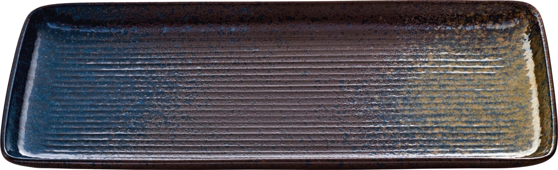 Platte tief eckig 270 x 120 mm blau-braun Sea