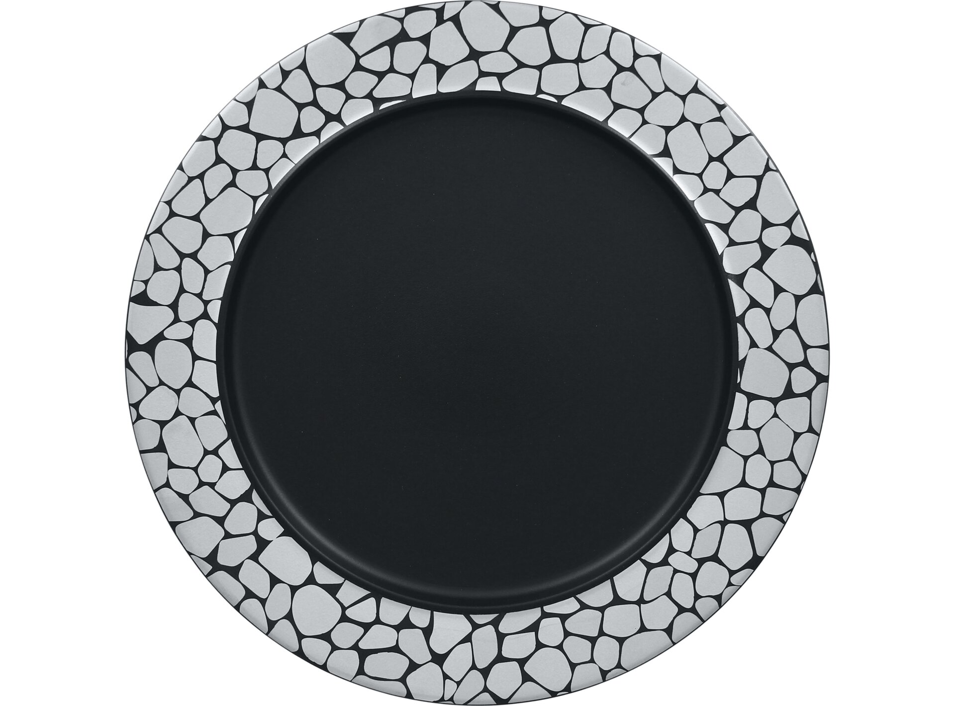 Teller flach mit Rand 320 mm silber / schwarz