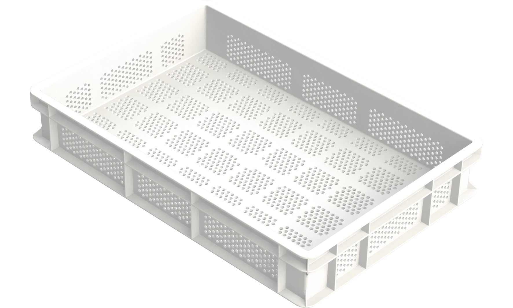 Nudelteig-Box Boden / Seiten perforiert, Polyethylen, weiß, 600 x 400 x 100 mm