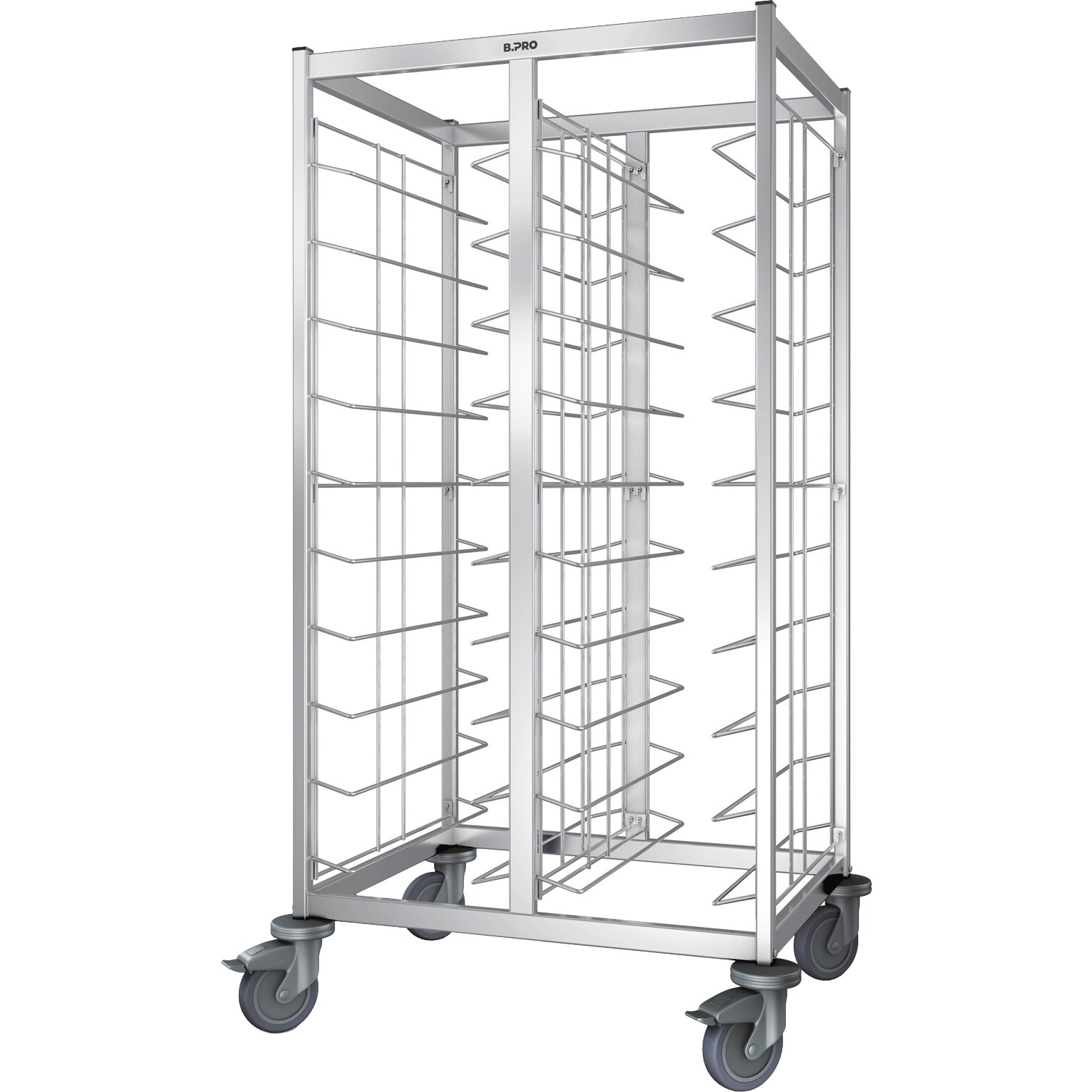 Tablett-Abräumwagen 2-teilig / für 20 EN-Tabletts / mit Kunststoffrollen