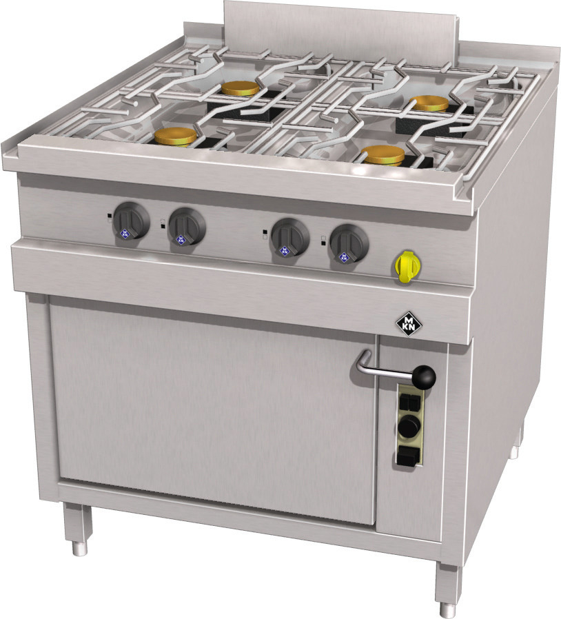 Gas-Herd 4-flammig mit Gasbackofen  GN 2/1 Optima 850