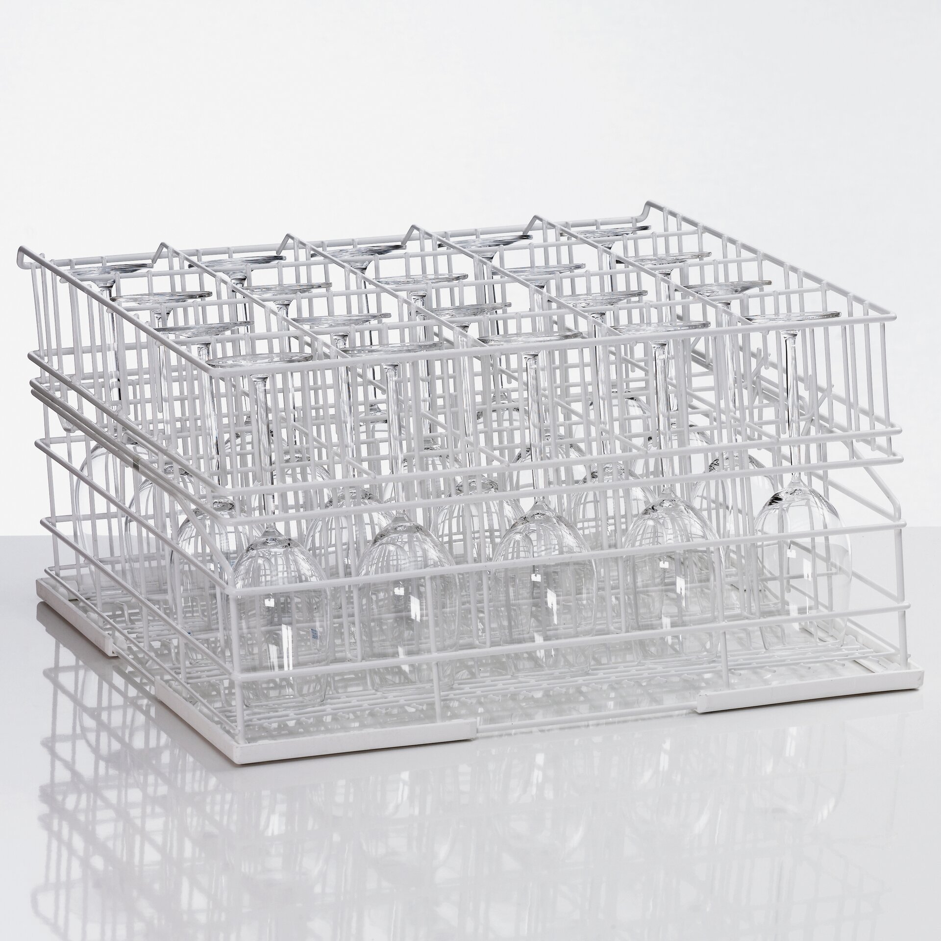 Gläserkorb aus Drahtgitter Größe M  4 Reihen / 20 Gläser 500 x 430 x 266 mm