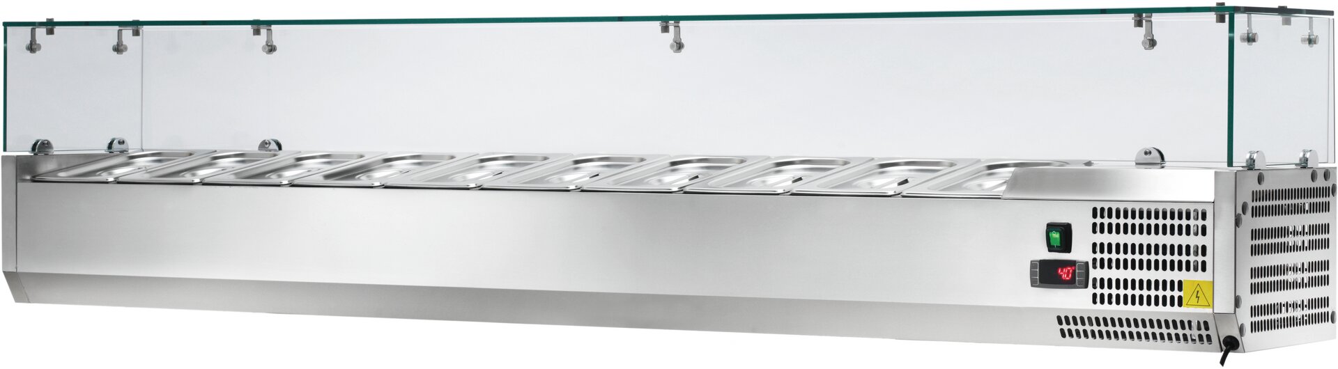 Kühlaufsatzvitrine 10 x GN 1/4 H=150 mm, 2000 x 335 x 435 mm