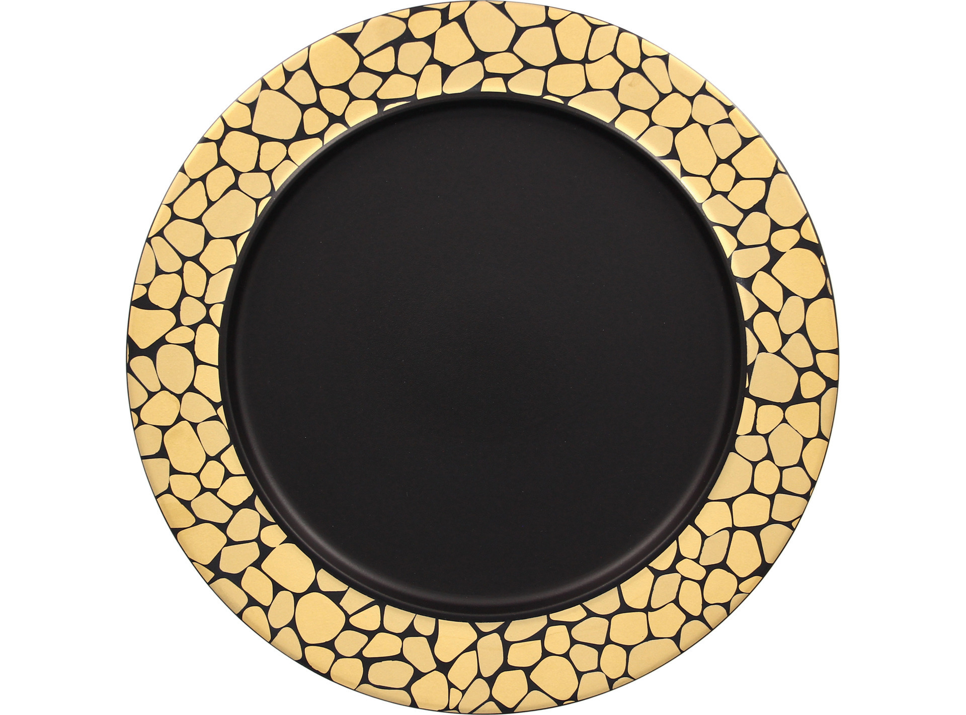 Teller flach mit Rand 320 mm schwarz + gold