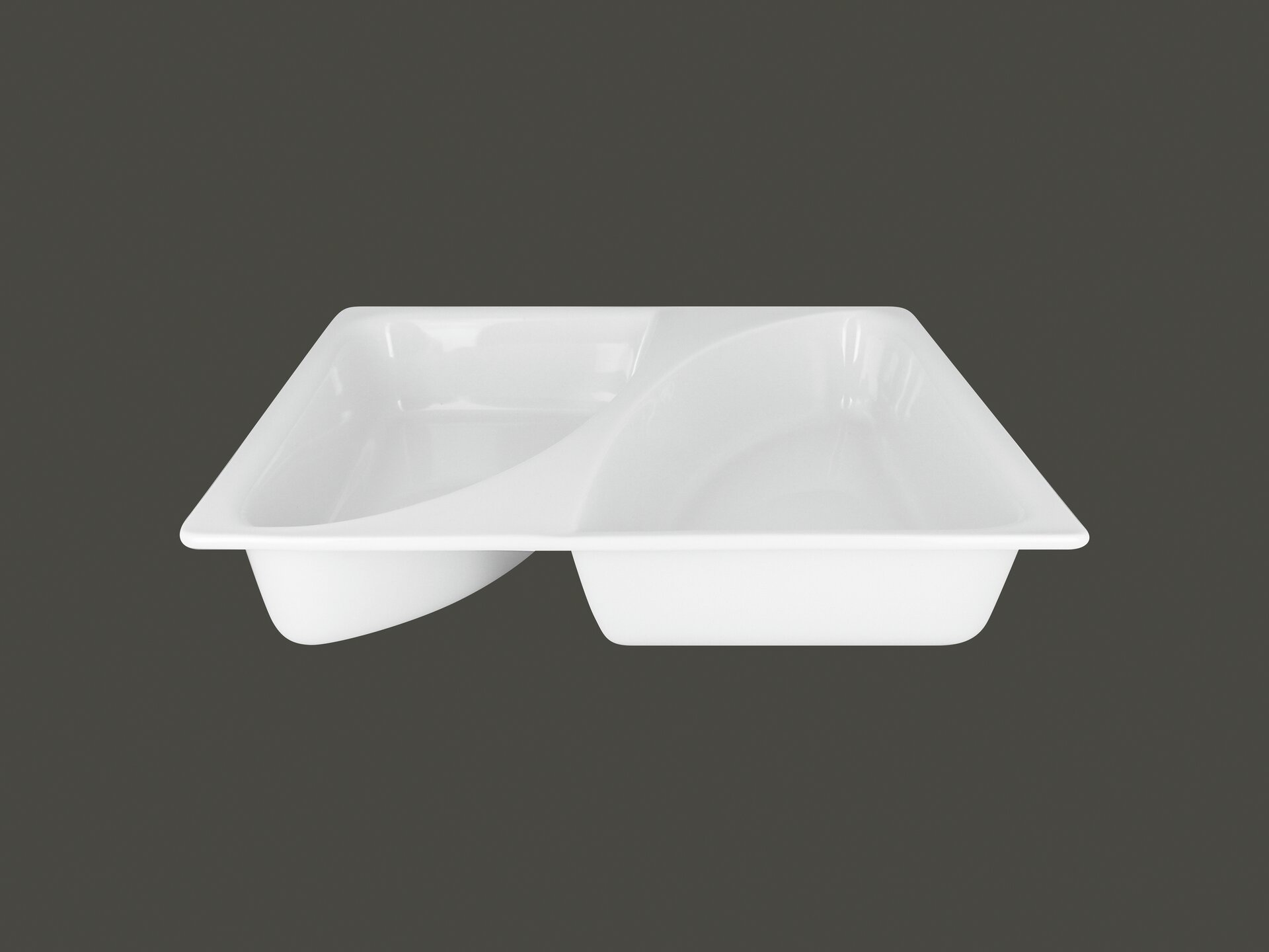GN-Schale GN 2/3 geteilt 354 x 325 x 65 mm plain-white Zamma