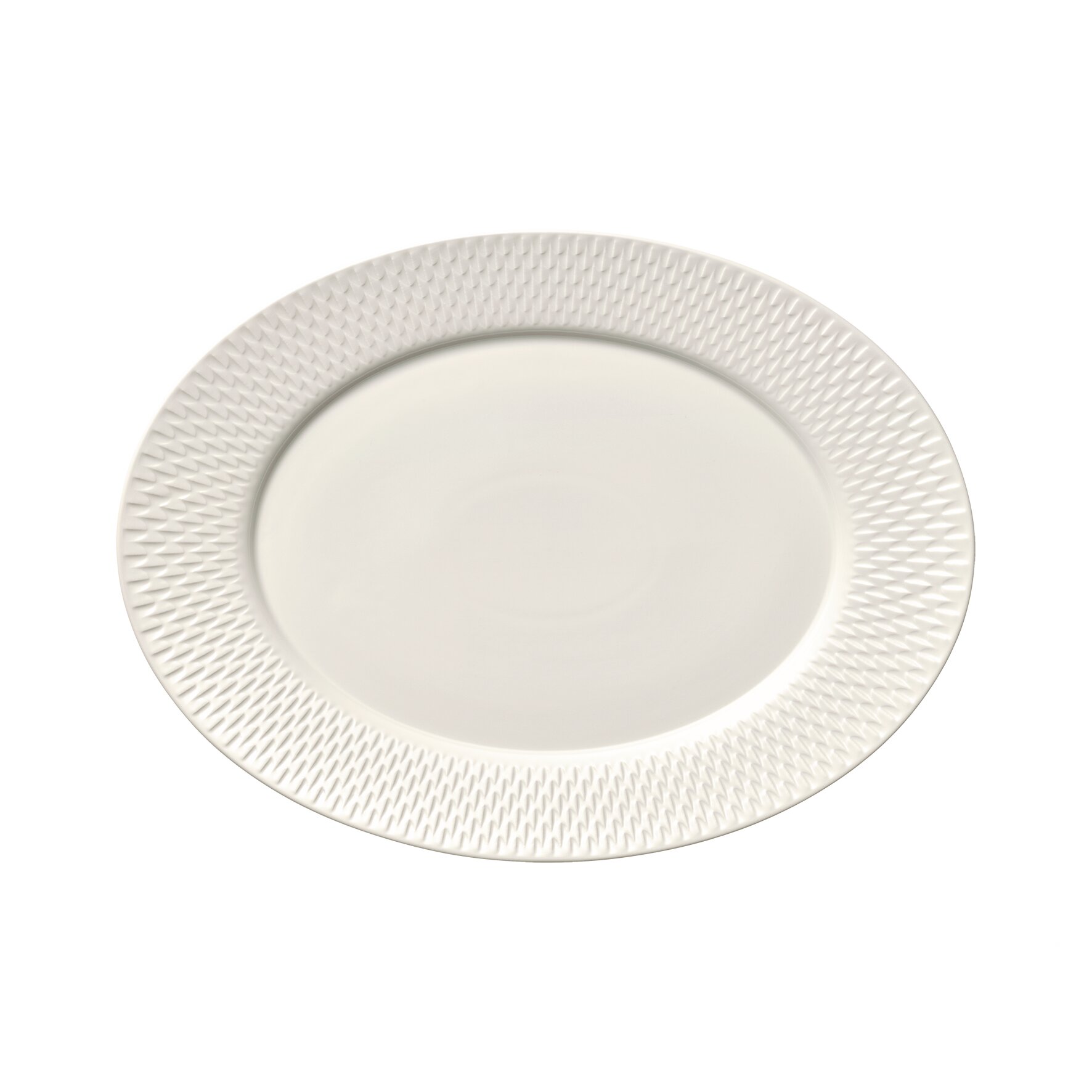 Platte oval Fahne Relief 331 x 245 mm weiß Purity Reflections