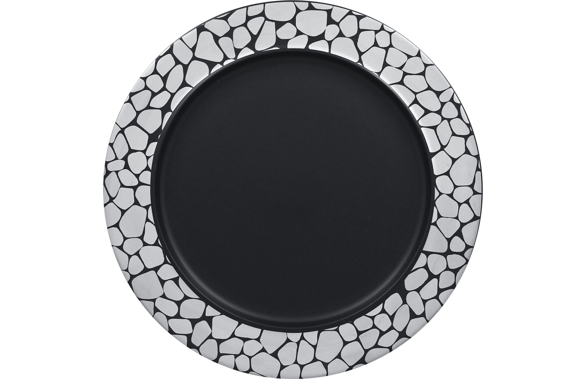 Teller flach mit Rand 280 mm silber / schwarz