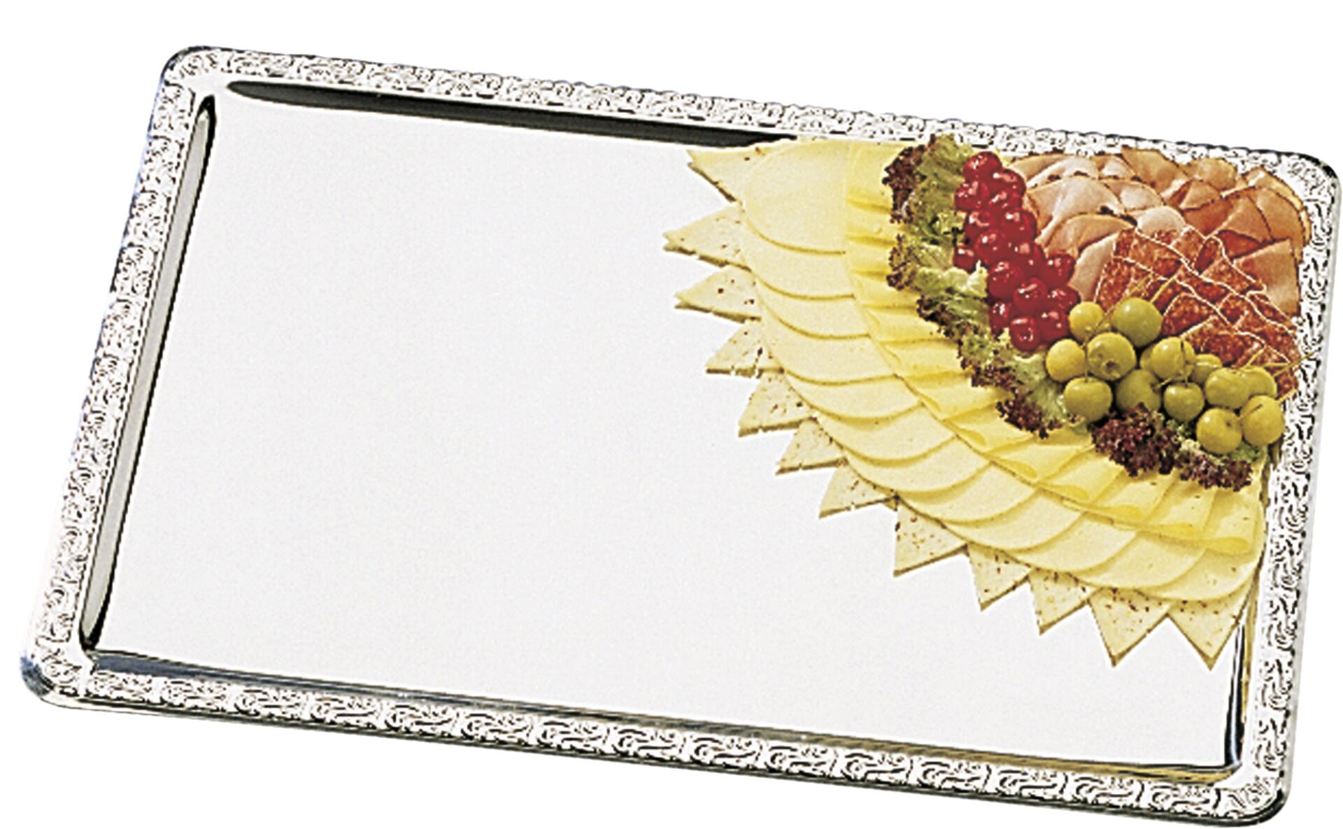 Serviertablett "Barock" Edelstahl 42 x 31 cm