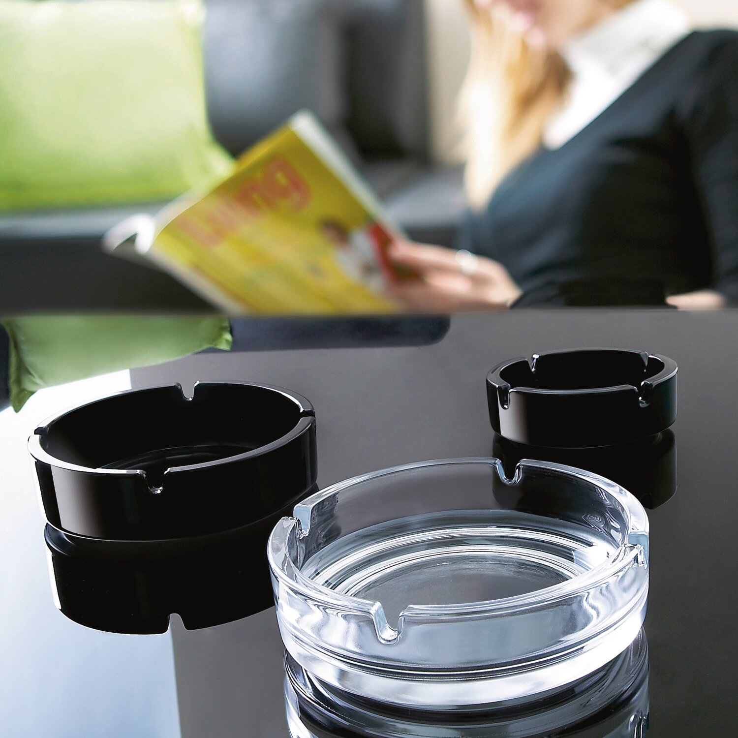 Aschenbecher stapelbar 85 mm schwarz