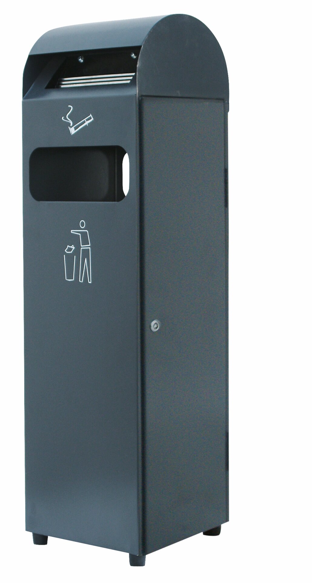 Standabfallbehälter mit Ascher 29,0 l rechteckig dunkelgrau 315 x 250 x 960 mm