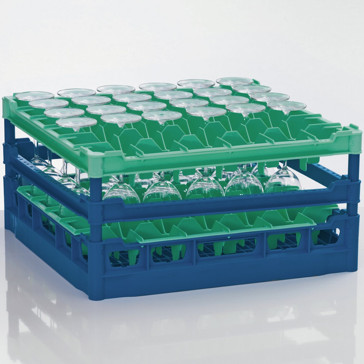 Gläserkorb Kunststoff für 36 Gläser / 500 x 500 mm / max. Glashöhe 210 mm grün
