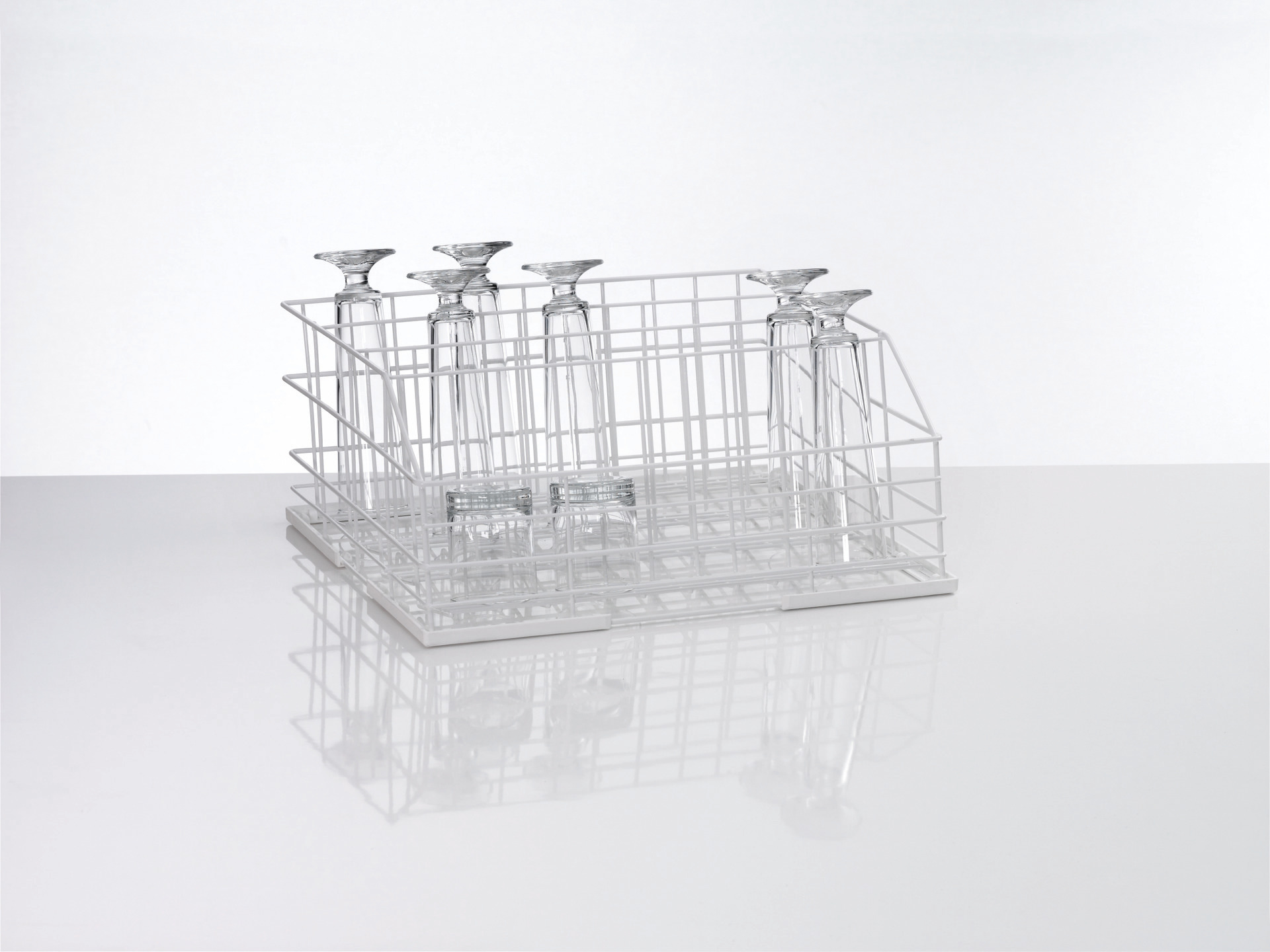 Gläserkorb aus Drahtgitter Größe M /  4 Reihen / 500 x 430 x 208 mm